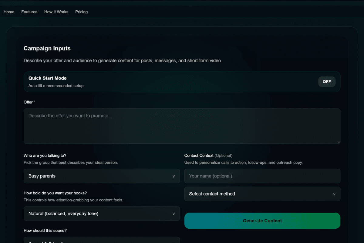 Hook to Close campaign input screen